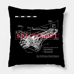 Retro Spacecraft Blueprint Pillow