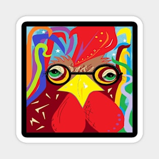 Rooster with Glasses Magnet