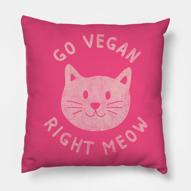 Go Vegan Right Meow Cat Face Pillow by yeoys