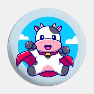 Cute Cow Super Hero Cartoon Pin