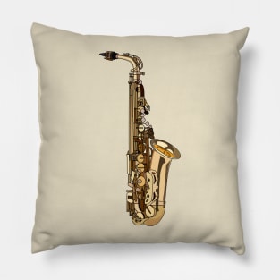 Saxophone cartoon illustration Pillow