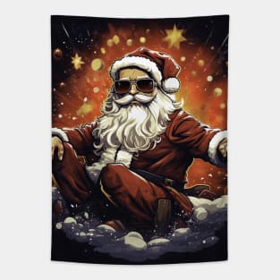 Badass Santa Claus on black background Tapestry