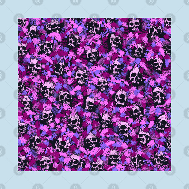 Discover Floral Tropical Jungle Vintage Gothic Skulls Pattern Pink - Floral Skulls - T-Shirt