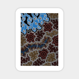 Aboriginal Art - Water Lily Dreaming Magnet