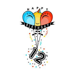 Happy Twelfth / 12th Birthday With Smiling Colorful Balloons T-Shirt