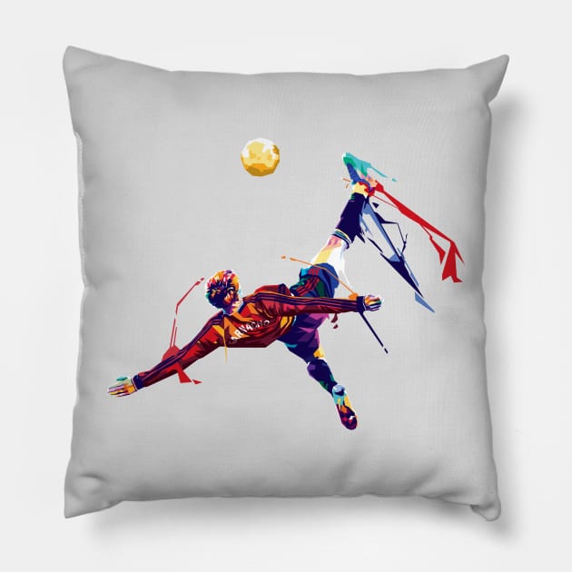 Alejandro Garnacho Bicycle kick Pop Art Illustration Pillow by RJWLTG