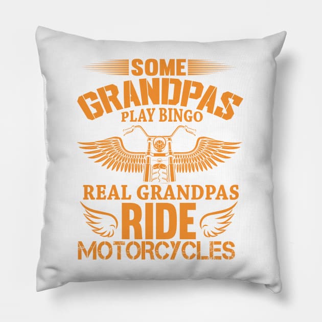 Motorcycle granpa Pillow by BrickorBrackdesigns