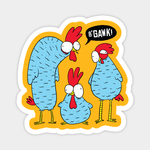 Three Goofy Chickens Magnet by Threadded