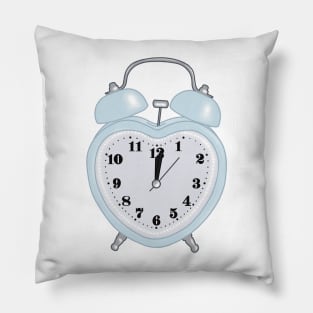 sky blue heart shaped alarm clock aesthetic dollette coquette Pillow