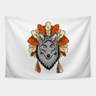 Tribal Wolf Tapestry