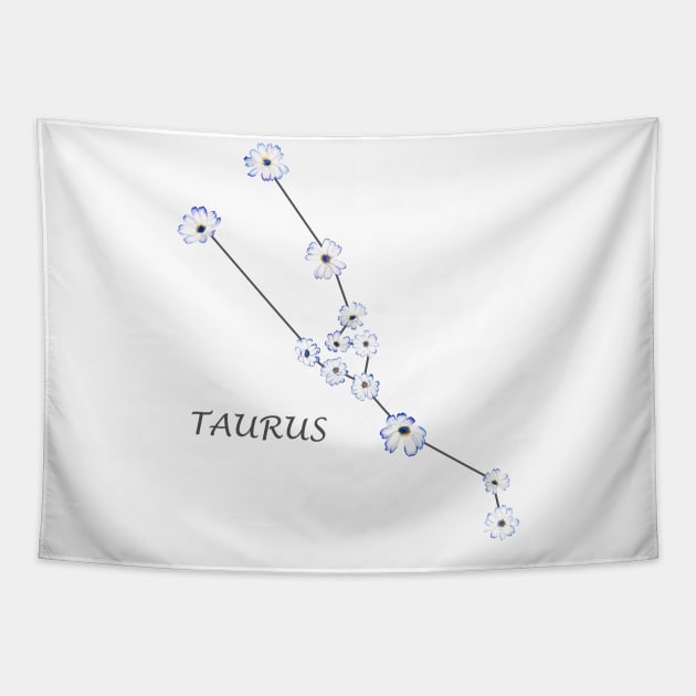 Taurus Zodiac horoscope Constellation Sticker flower Tapestry by colorandcolor