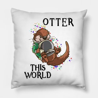 Otter This World T Shirt Pun | Space Astronaut Cute Gift Tee Pillow