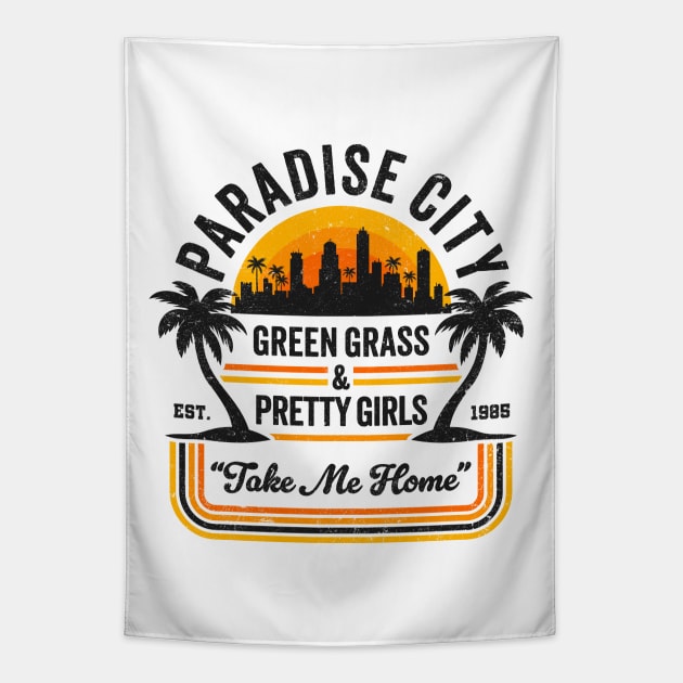 Paradise City: Green Grass & Pretty Girls - 80's Rock Nostalgia Tapestry by TwistedCharm