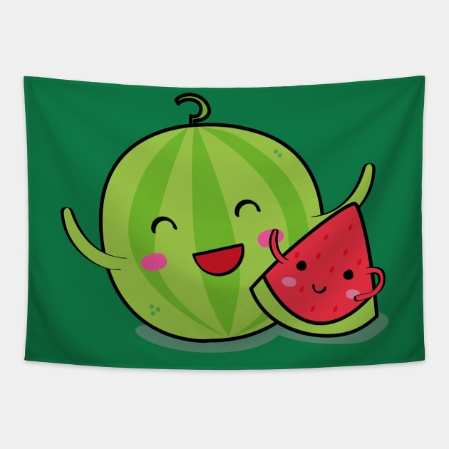 Happy Watermelon: A Slice of Joy Tapestry by PauRicart