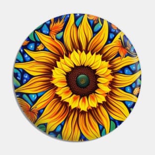 Psychedelic Sunflower Pin