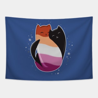 Lesbian Cat LGBT Gay Pride Flag Tapestry