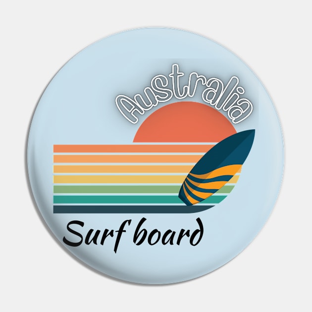 Australia surf board Pin by TeeText