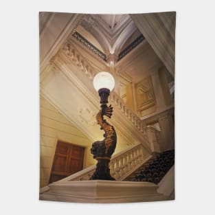 stairwell with vintage lamps Tapestry