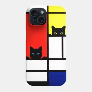 Mondrian Cats Composition with Red, Yellow, Blue, and Black Phone Case