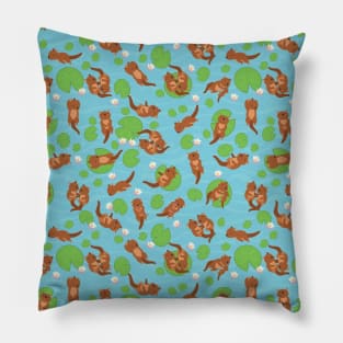 Otters swimming in the lake Pillow