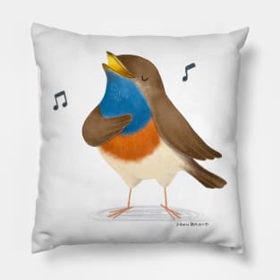 Blue Throated Nightingale Bird singing Pillow