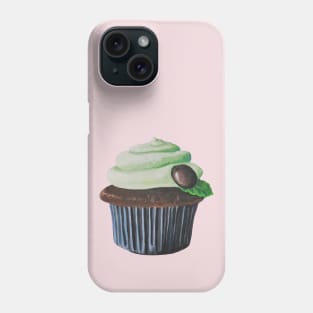 Mint Chocolate Cupcake Painting (no background) Phone Case