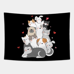 dogs and cats in love-cat lover-dog lover-cute cat-cute dog-cats-dogs-catshirt-dogshirt Tapestry