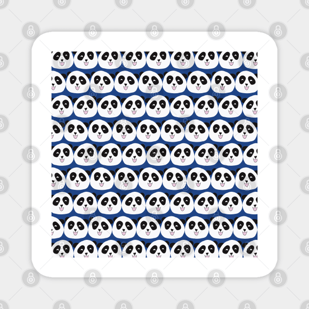 Panda Bear Faces Blue Magnet by Sandra Hutter Designs