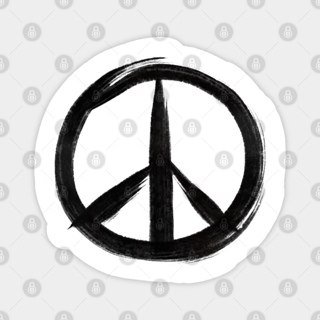 Zen Peace Symbol in black ink Magnet by drumweaver