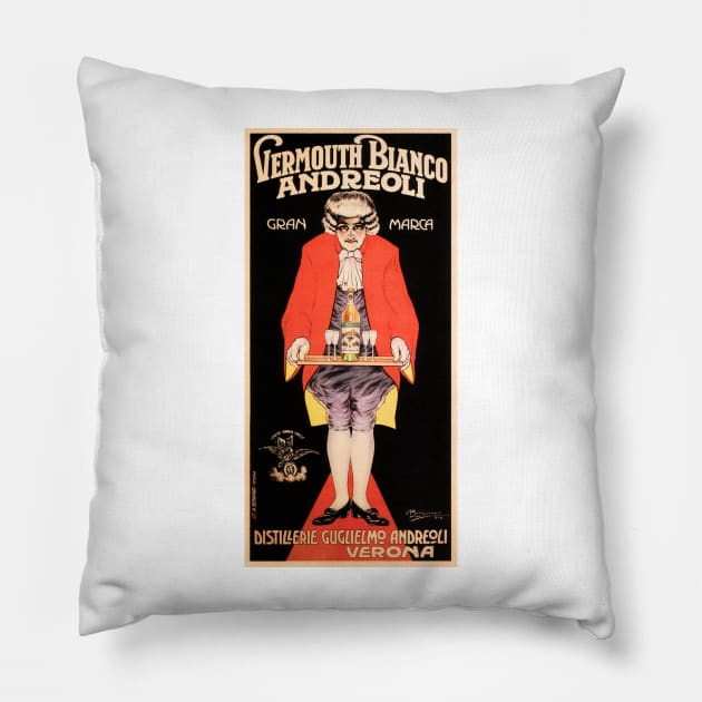 VERMOUTH BIANCO ANDREOLI Italy Verona Distillery Liquor Advertisement Pillow by vintageposters