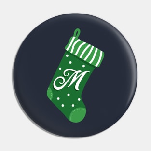 Christmas Stocking with Letter M Pin