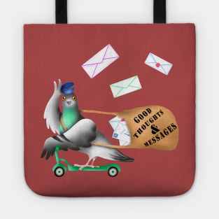 Pigeons Express (Rust Red Background) Tote