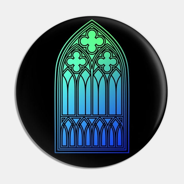 Gothic Window Green Pin by RavenWake