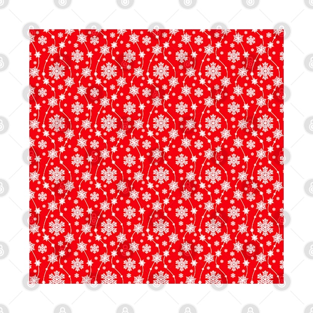 Bright Red and Winter White Snowflakes Pattern by FabulouslyFestive