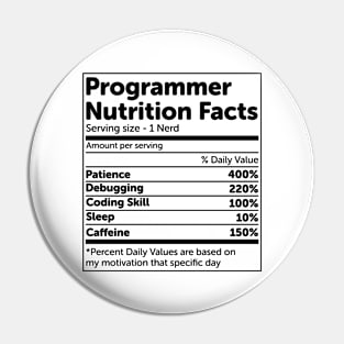 Programmer Nutrition Facts Pin