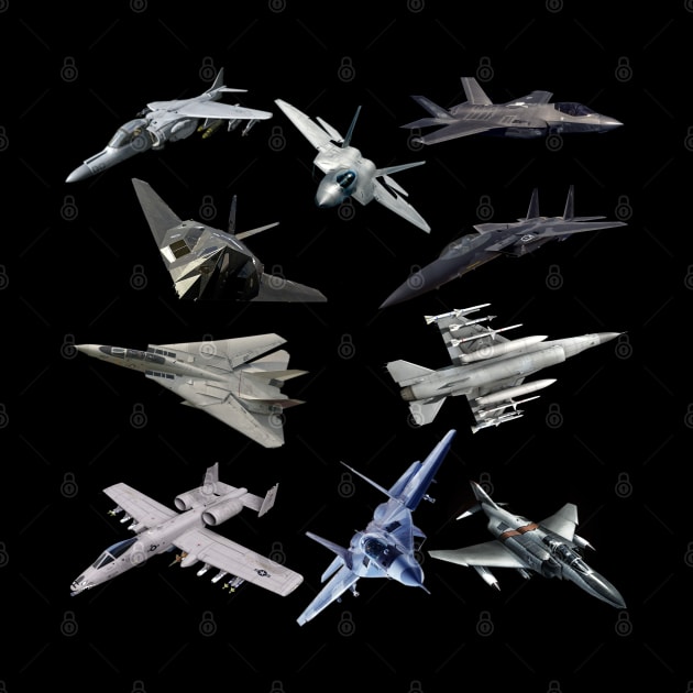 F22 Raptor F18 Hornet F14 Tomcat F15 Eagles US Fighter Jets by F&L Design Co.