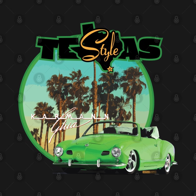 Texas-Style Karmann Ghia beach scene Green by CamcoGraphics