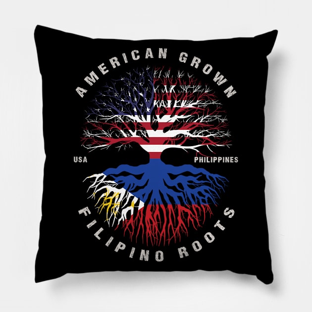 American Grown Filipino Roots Philippines Flag Pillow by heart teeshirt