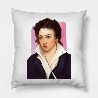 English Poet Percy Bysshe Shelley illustration Pillow