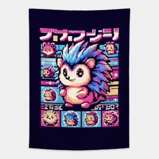 Hedgehog 80s game pixel art vaporwave aesthetic Tapestry