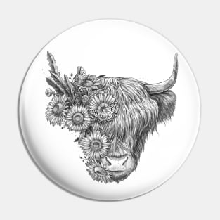 Floral bull Pin