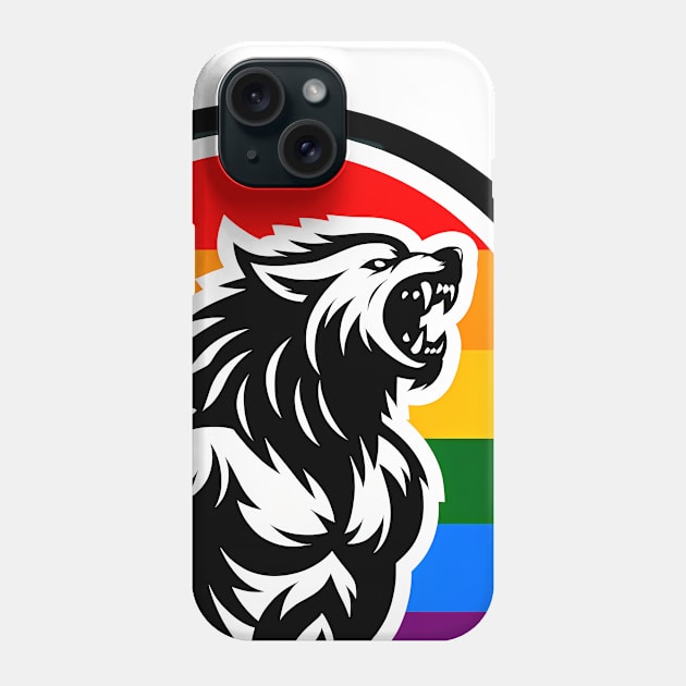 LGBTQ Pride Werewolf Anthro Furry Rainbow Logo Phone Case by Blue Bull Bazaar