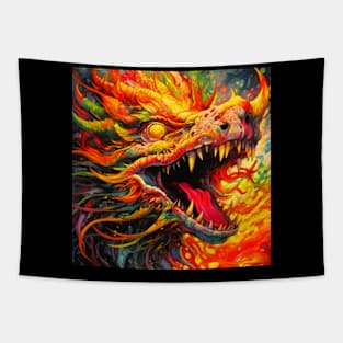 Ferocious Red Dragon Art Unleash Power & Fire in this Fiery Design Tapestry