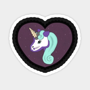 Sierra Sparkle- Skeleton Unicorn in Lace Heart Frame Magnet