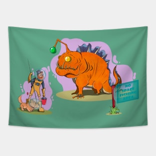 Space Fishing Friends Tapestry