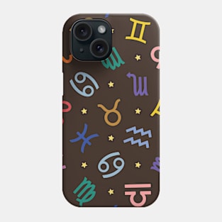 Pattern Set Zodiac Sign Horoscope Astrology Symbol Brown Phone Case