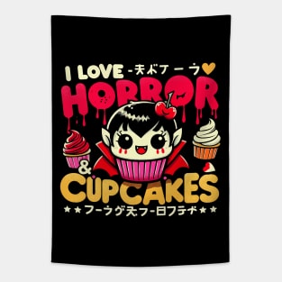 Creepy Cute Vampire Horror - Cartoon Kawaii Cupcake Tapestry