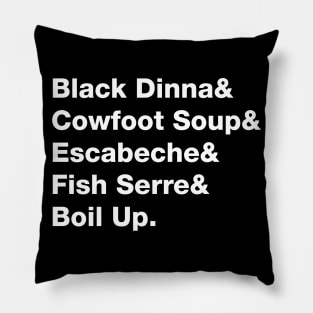 Belizean Dishes in White Text Pillow