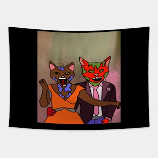 drawing scary cat marriage nightmare Tapestry