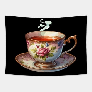 Floral Tea Cup Tapestry